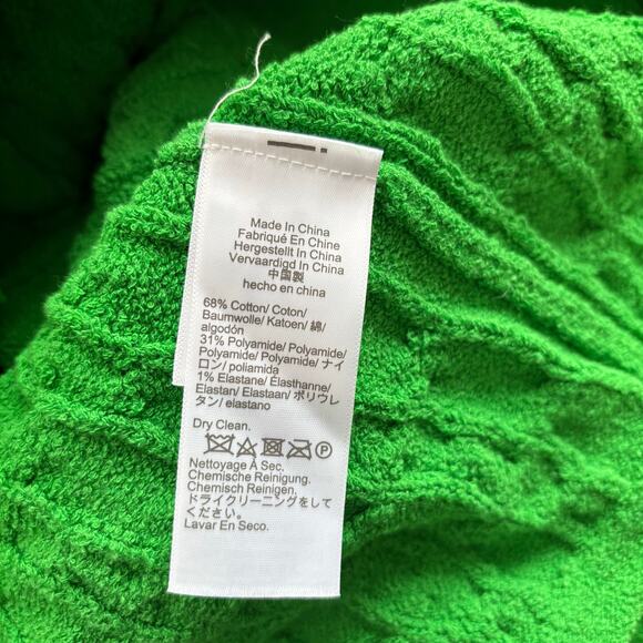 J Crew Odette Cable Knit Sweater Lady Jacket Sz Medium Cotton Blend Kelly Green - Picture 14 of 14